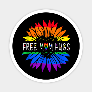 Free Mom Hugs Gay Pride LGBT Rainbow Flower Cool Gifts Magnet